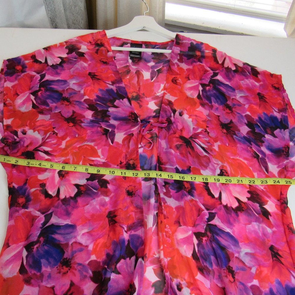Catalina Womens Floral Print Kimono Fringe Hem Casual Cardigan Cover Ups Size S - Picture 5 of 6